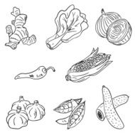 Vegetable collection in Black and White N3