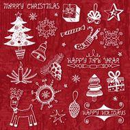 Vintage style hand-drawn Christmas set N9