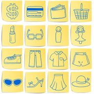 Doodle memo icon set - department store