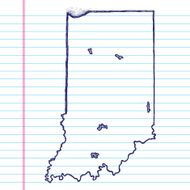 Vector Sketchy Map on White Lined Paper Background Indiana