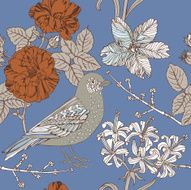 Bird and blooming roses N2