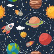 Seamless pattern with planets and the sun N3