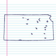 Vector Sketchy Map on White Lined Paper Background Kansas