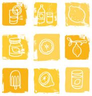Lemon grunge block icon set