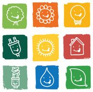 Nature and energy grunge block icons
