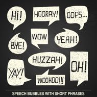 Hand drawn speech bubble set with short phrases N3