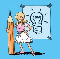 Pencil Girl Idea Poster
