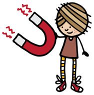 Girl holding a large magnet