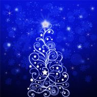 Doodle Christmas Tree in Bright Background