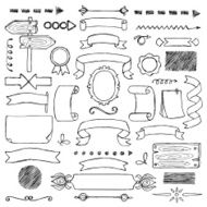 Set Ribbons and Arrows hand drawn elements N2