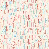 Vector seamless pattern of colorful hand drawn font Letters background