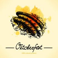 Oktoberfest hand drawn illustration with watercolor back N3