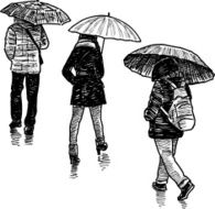 persons in the rain