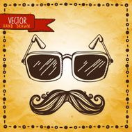Vintage card with mustache glasses and frame