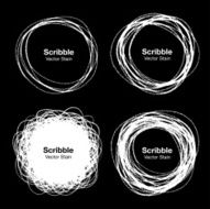 Set of White Hand Drawn in Pencil Scribble Circles N2