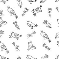 Seamless texture with flowers and birds N13
