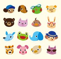 cartoon animal face set N2