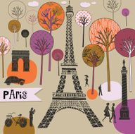 Retro Paris greeting card design N2