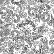 vector seamless black and red floral pattern N4