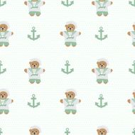 Navy anchor teddy bear seamless pattern