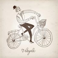 Retro girl cyclist N2