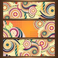 Ethnic Indian Pattern Cards With Paisley Doodles and Cucumbers N3