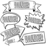 Volunteer labels banners and tags sketch