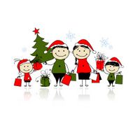 Christmas gifts Family with shopping bags N4