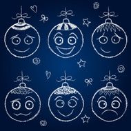 Christmas decorations - chalk balls faces
