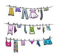 Clothes on the clothesline Sketch for your design N2