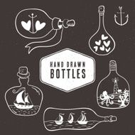 Vintage bottle collection in nautical style
