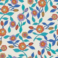 Vector seamless doodle pattern with decorative flowers N2