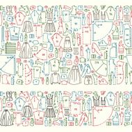 Seamless doodle borders with clothes and sewing patterns