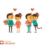Set of vector images couples in the flat style N2