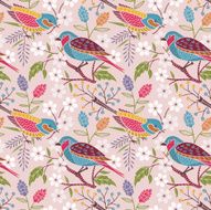 Seamless floral pattern with birds N19
