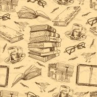 Vintage books seamless pattern