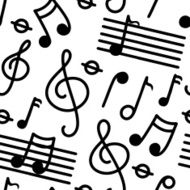 Music seamless pattern in black and white
