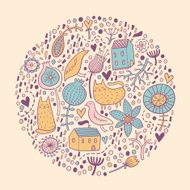 Round doodle pattern Circle background