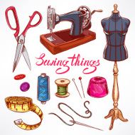 hand-drawn tailoring equipment