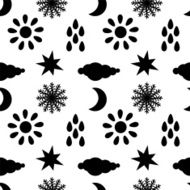 Seamless pattern with clouds rain drops sun snowflakes stars N4