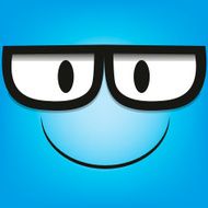 Vector Cute Cartoon Blue Face With Glasses