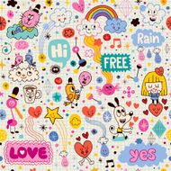 hand drawn sketch book fun cartoon seamless pattern N2