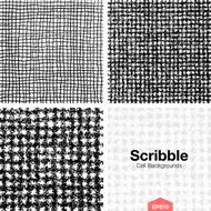 Set of Scribble Cell Pattern Backgrounds Hand Drawn in Pencil