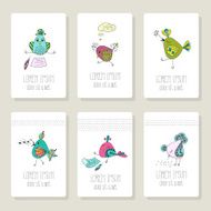 Cards with the image of birds in different actions N2
