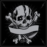 Skull bone cross and Ribbon
