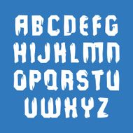 Handwritten vector white uppercase letters isolated on blue