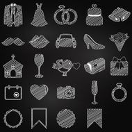 Vector Chalkboard Doodle Style Collection of Wedding Icons