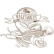 Outline hand drawn sketch vegetable still life (flat style thin N4
