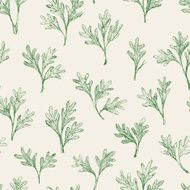 Hand-drawn leaves and branches seamless vector pattern