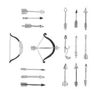 Vector Bow and arrow isolated tribal design ethnic style N2
